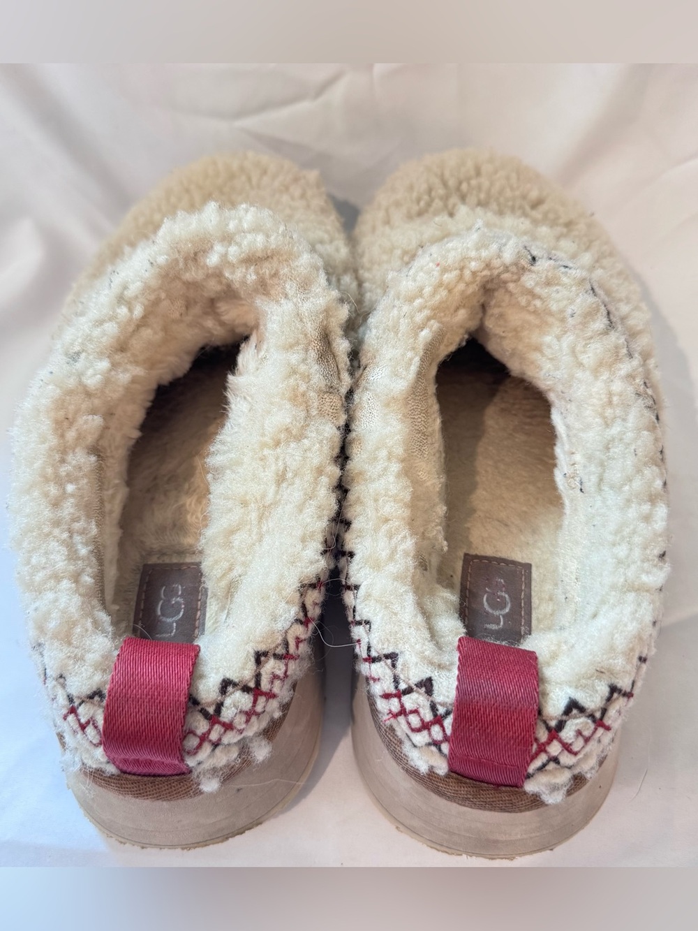 UGG Tazz Heritage Braid Natural Sheepskin Slipper Womens Sz 7 US Platform VGUC - Picture 5 of 10